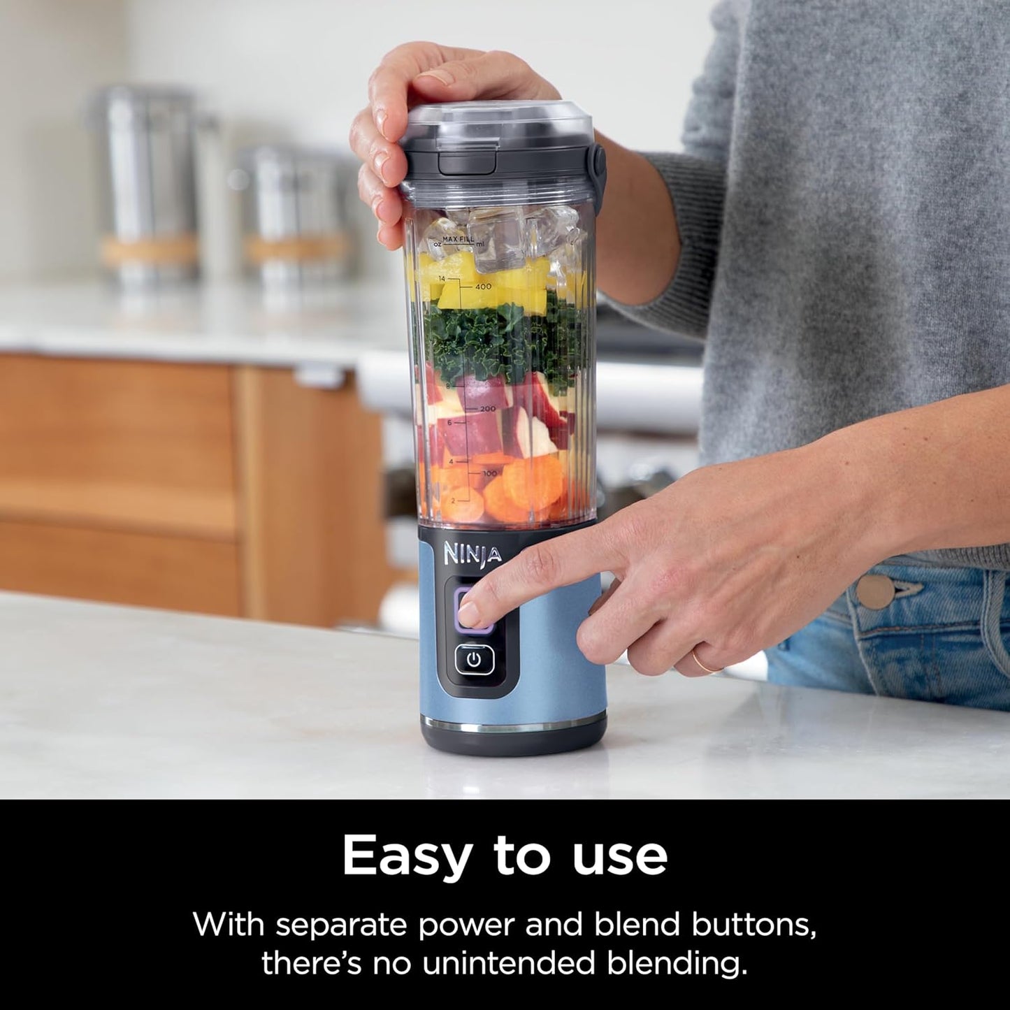 Ninja Blast Portable Blender - Cordless 18oz Personal Blender for Smoothies & Shakes | BPA-Free, USB-C Rechargeable, Metallic Blue
