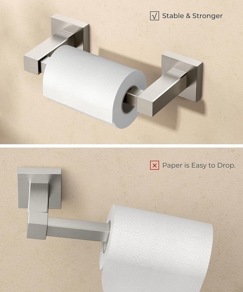 FORIOUS Toilet Paper Holder - Rustproof Stainless Steel Double Post Pivoting Design | Square 2 Pack
