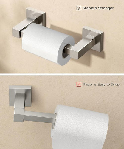 FORIOUS Toilet Paper Holder - Rustproof Stainless Steel Double Post Design | Brushed Nickel Finish