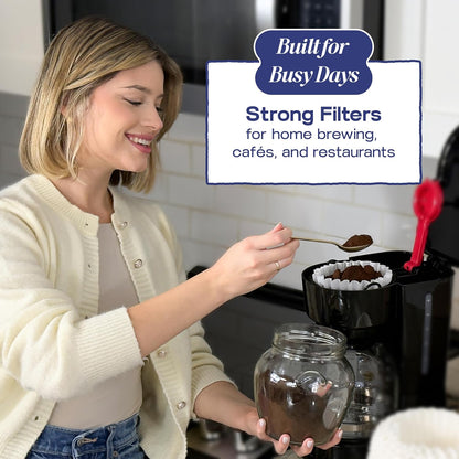 Pine & Pebble® 12-Cup Coffee Filters - 500 Count | Tall-Walled Basket Style (9.84" x 4.33") | No Grounds, No Mess | Perfect for BUNN & Standard Coffee Makers