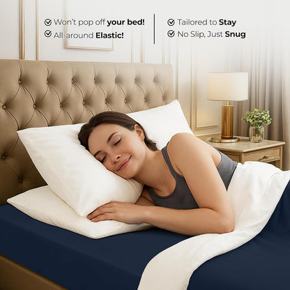 Utopia Bedding King Fitted Sheet - Soft Microfiber - Deep Pocket - Fade Resistant - Navy Color