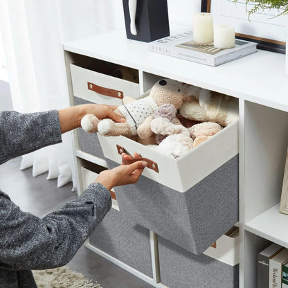 DECOMOMO Fabric Cube Storage Bins - Stylish Grey & White Storage Baskets for Kallax | 11-Inch Cube - 4 Pack