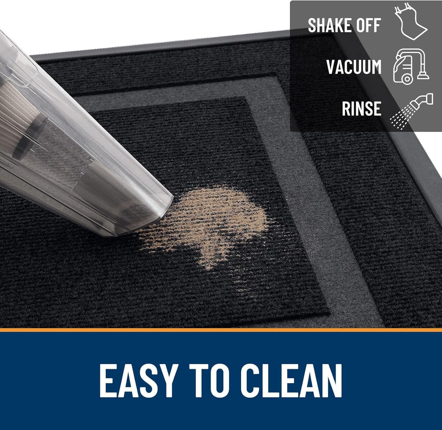 OLANLY Waterproof Front Door Mat - All-Season, Fade Resistant, Easy Clean | 23.5x15.5, Black