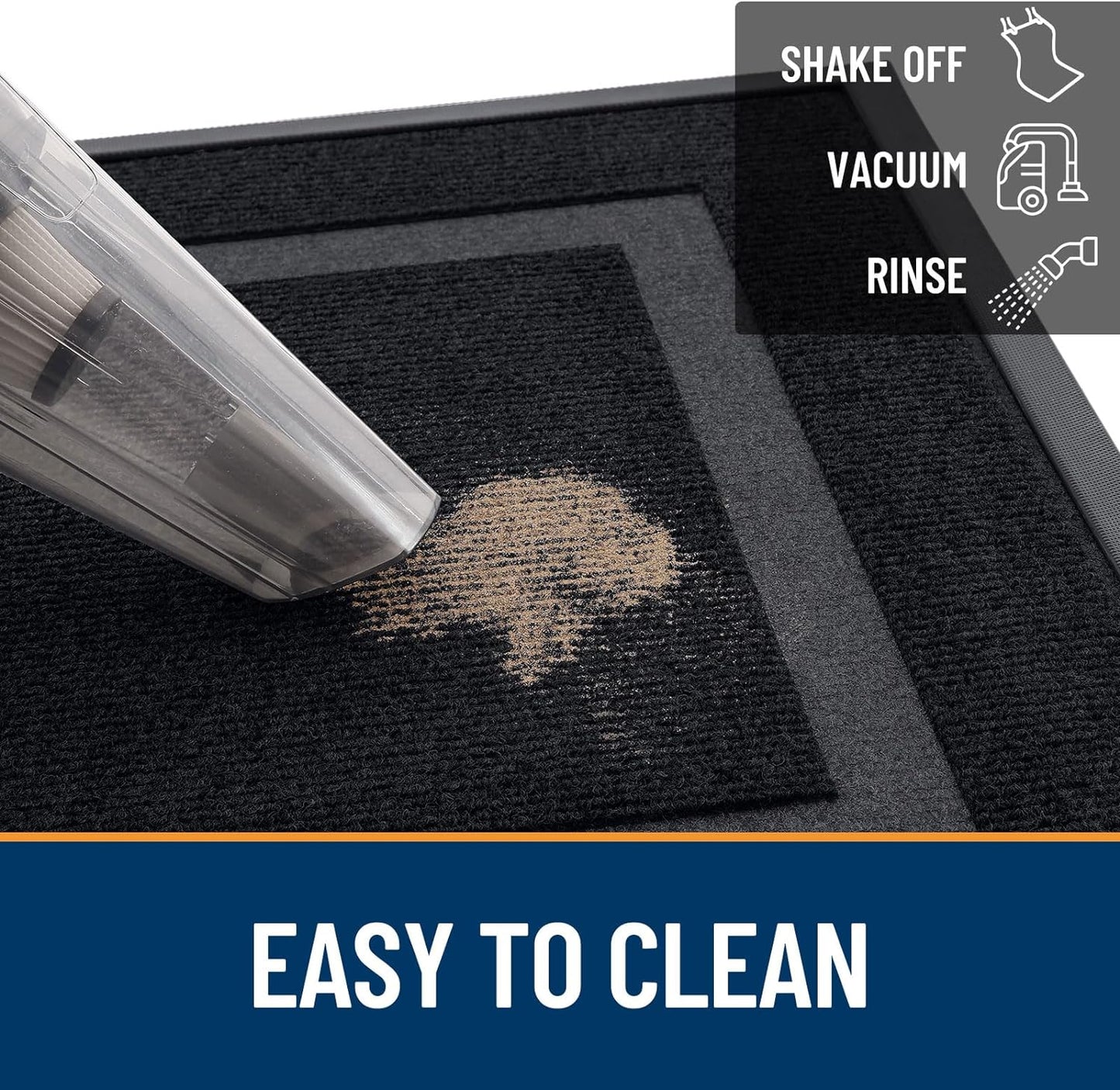 OLANLY Waterproof Front Door Mat - All-Season, Fade Resistant, Easy Clean | 23.5x15.5 Inches, Black