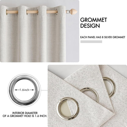 MIULEE Blackout Curtains - 100% Thermal Insulated Linen Textured Drapes | Cream White, 52 x 63 Inch (2 Panels)