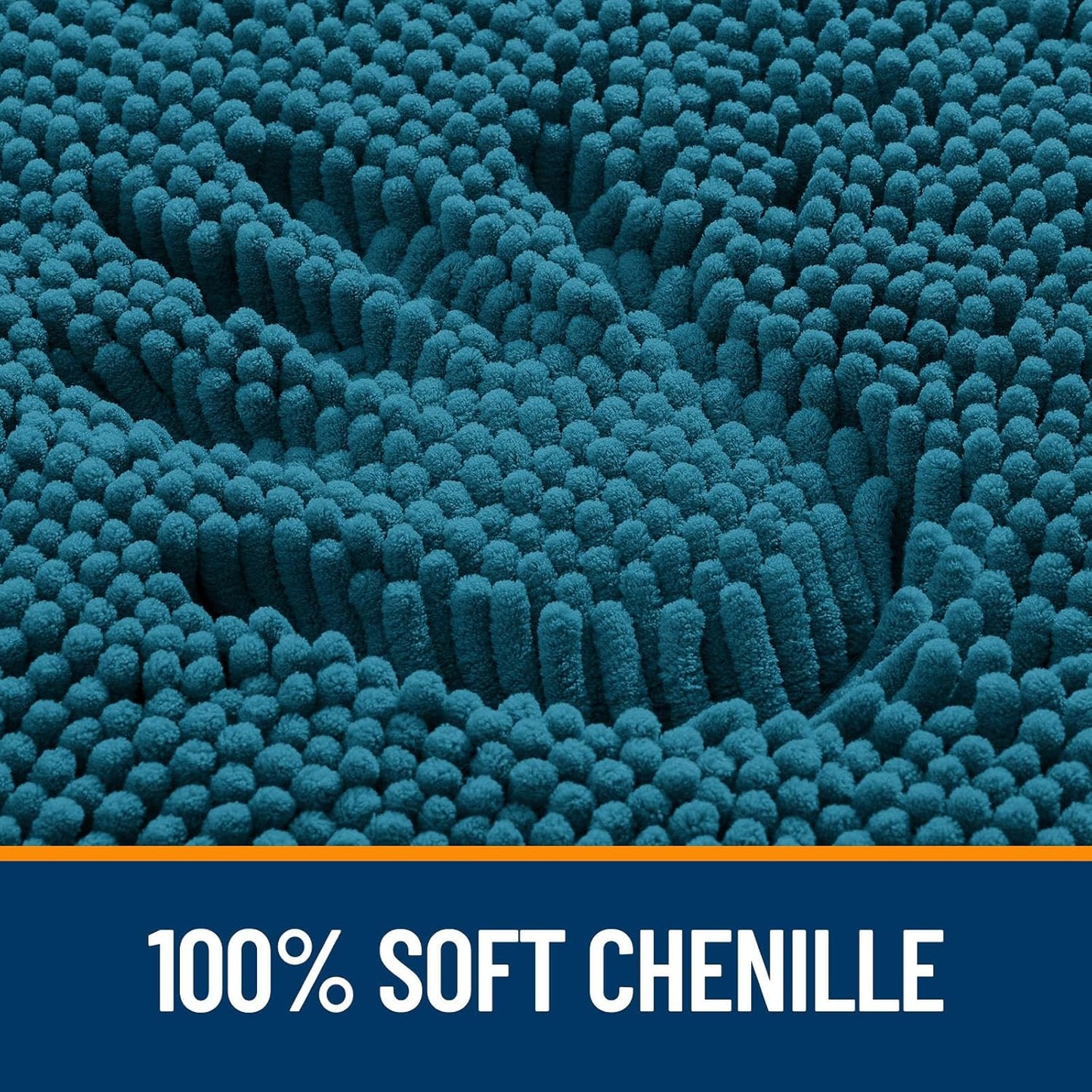 OLANLY Bathroom Rugs - Extra Soft Chenille Bath Mats | Quick-Dry, Machine Washable, 59x20, Peacock Blue