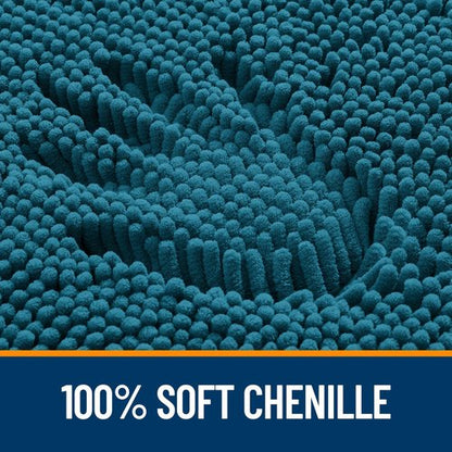 OLANLY Bathroom Rugs 47x17, Extra Soft Absorbent Chenille Bath Rugs, Rubber Backing Quick Dry, Machine Washable Bath Mats for Bathroom Floor, Tub and Shower, Home Decor Accessories, Peacock Blue