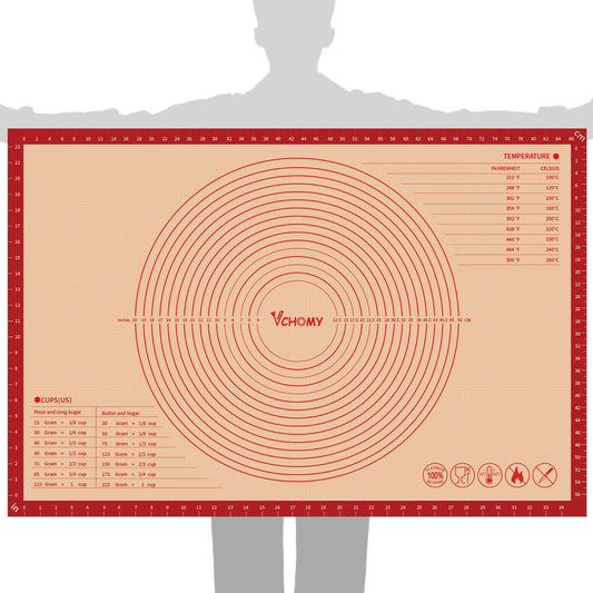 Skiennix Extra Large Silicone Pastry Mat - Non-Slip Baking Surface with Measurements | 36x24 Inch, Red