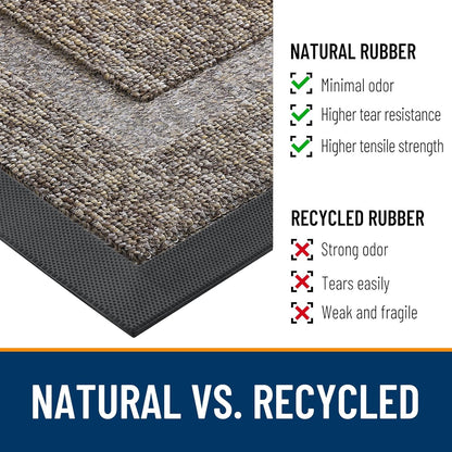 OLANLY Waterproof Front Door Mat - All-Season Natural Rubber Doormat | Easy Clean, 29.5x17, Khaki & White