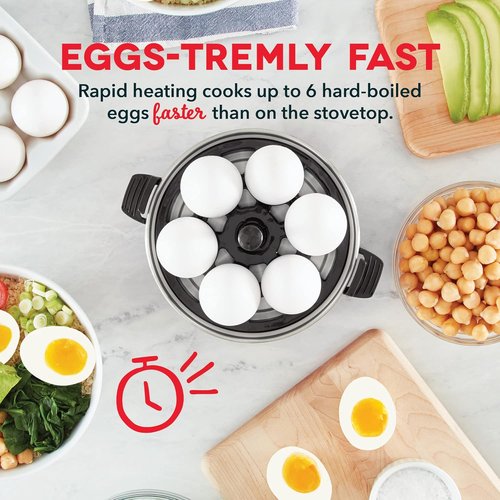Dash Rapid Egg Cooker | Versatile Boiler, Poacher & Steamer - Holds 7 Eggs, Black - Dishwasher Safe