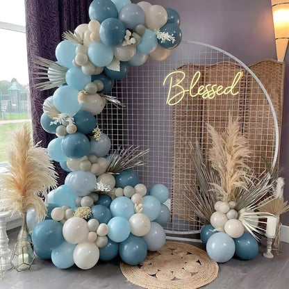 PartyWoo Dusty Blue Balloons - 120-Piece Pack with 18, 12, 10, 5 Inch Sizes | Boho Neutral Decor for Baby Showers & Graduations