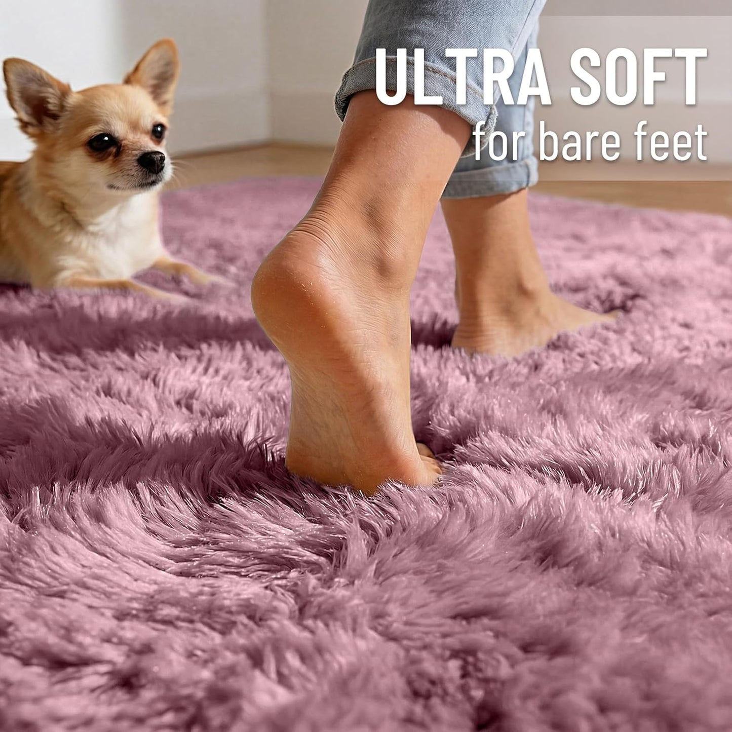 OLANLY 2x8 Soft Fluffy Machine Washable Runner Rug - Ideal for Hallways, Bedrooms & Nurseries | Blush Color