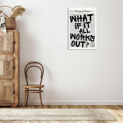 Drimiler Retro Black And White Newspaper Poster - Positive Affirming Canvas Wall Art | 24x36in Framed Decor