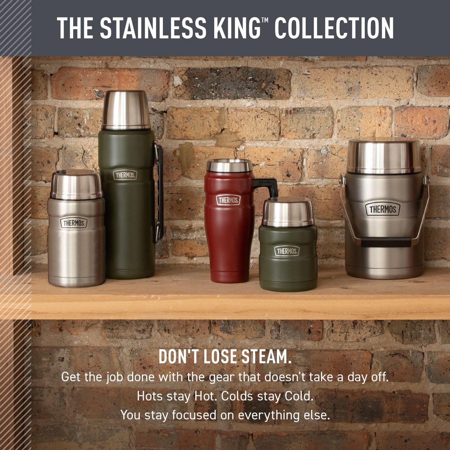 THERMOS Stainless King Travel Mug - 16oz Army Green | Vacuum-Insulated, Leak-Proof & Sweat-Proof Coffee Tumbler