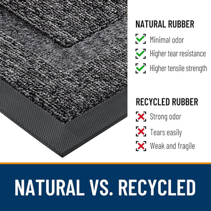 OLANLY Indoor Outdoor Front Door Mat - Waterproof All-Weather Doormat | Sturdy Natural Rubber, 35x23, Black and White