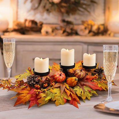 Thanksgiving Centerpiece - Artificial Gourd, Pumpkins, Pine Cones & Maple Leaves | Harvest Table Decor