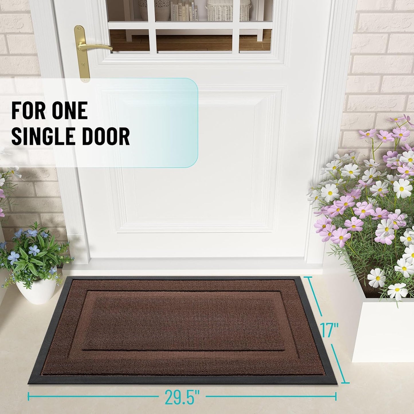OLANLY Indoor Outdoor Doormat - Waterproof All-Season Entry Mat, Sturdy Rubber, 47x32, Chocolate Brown
