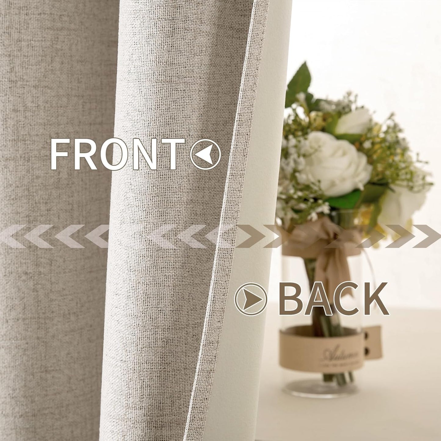 MIULEE Blackout Linen Textured Curtains - Thermal Insulated Room Darkening Drapes | 52 x 108 Inch (2 Panels)