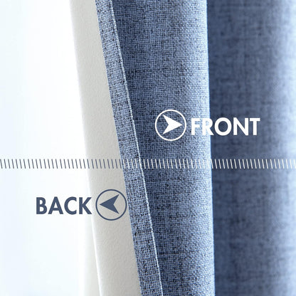 MIULEE Blackout Curtains - 100% Thermal Insulated Linen Texture Drapes | Stone Blue, 52x90 Inch (2 Panels)