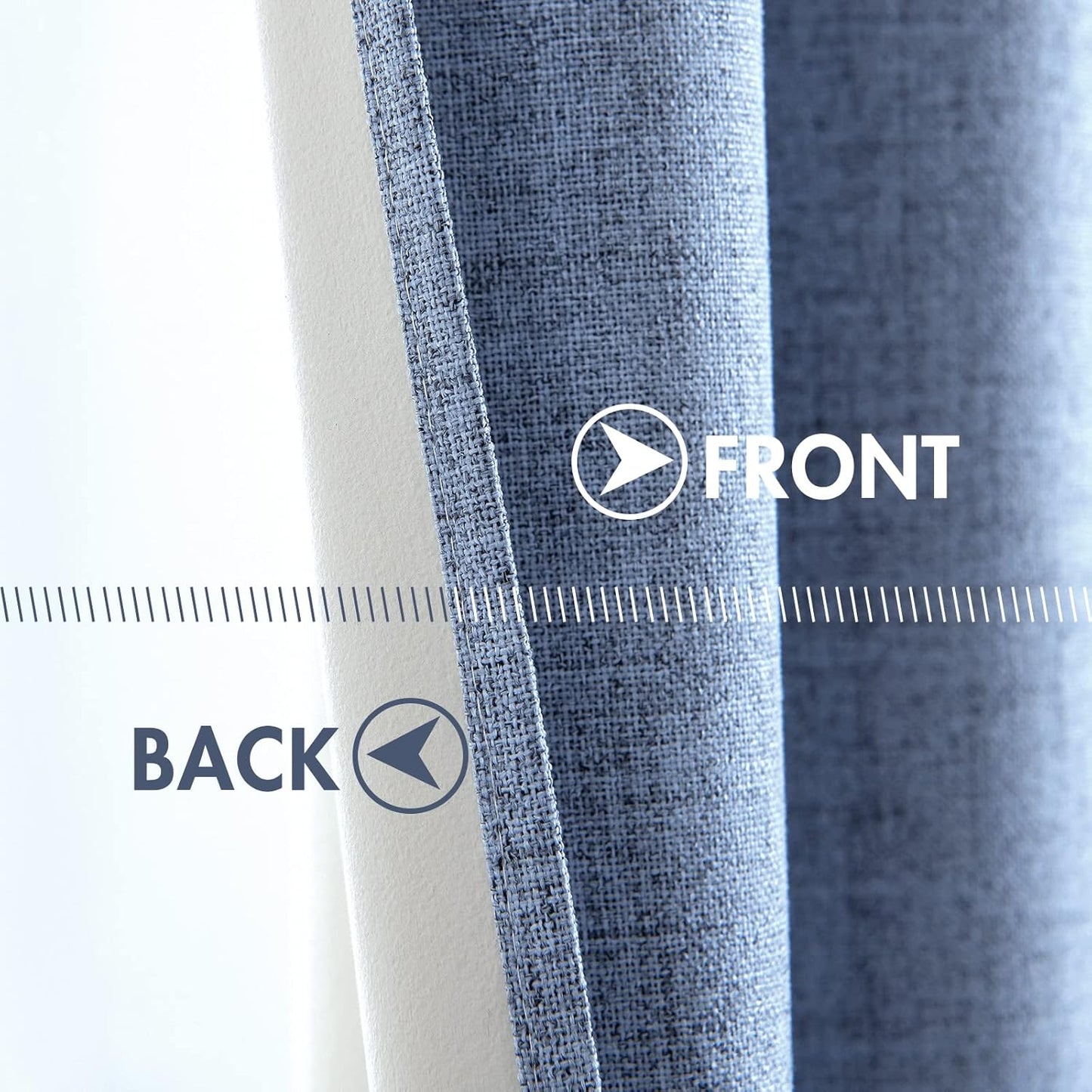 MIULEE Linen Blackout Curtains - 100% Room Darkening Thermal Insulated Grommet Panels | 42" x 90" Stone Blue (2 PCs)
