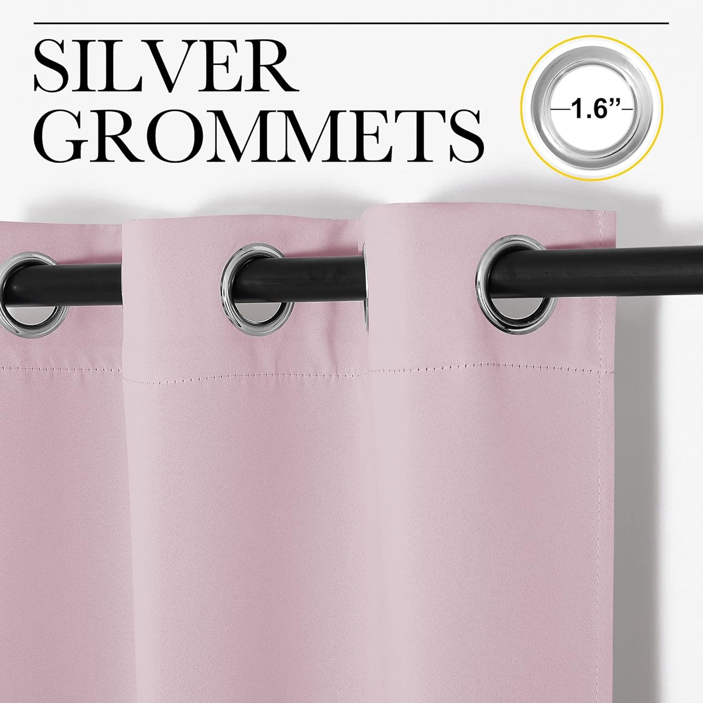 NICETOWN Baby Pink Blackout Curtains - Thermal Insulated 86-Inch Drapes for Large Windows | 2 Panels, 55" Wide