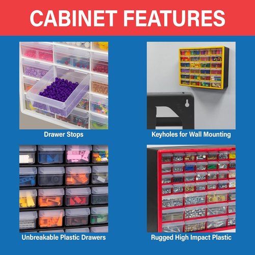 Akro-Mils 26-Drawer Storage Cabinet - Versatile Organizer for Garage, Beads, Makeup | 20" W x 6" D x 10" H - Black