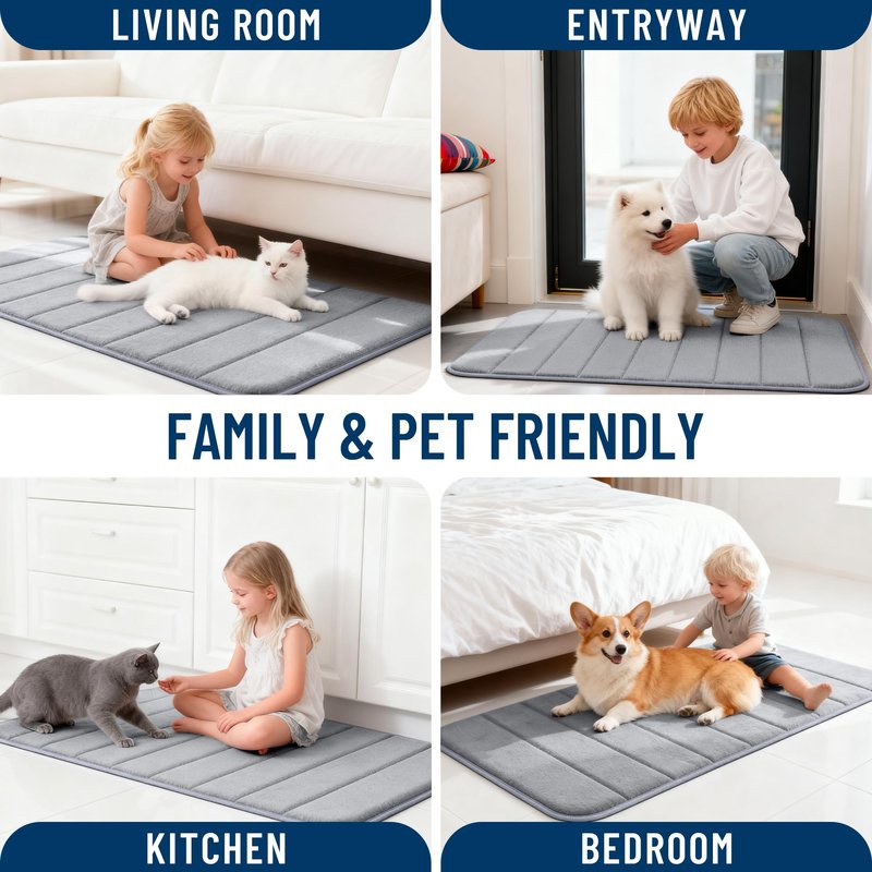 OLANLY Memory Foam Bath Mat 30x20, Super Soft Absorbent Bathroom Rugs, Quick Dry, Machine Washable Shower Floor Rugs, Bathmat Carpet, Bathroom Home Decor Accessories, Grey