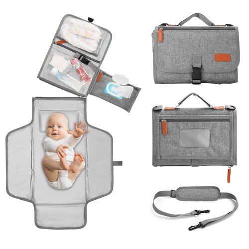 EXLIFBAG Portable Changing Pad - Waterproof Travel Diaper Mat for Newborns | Includes Shoulder Strap
