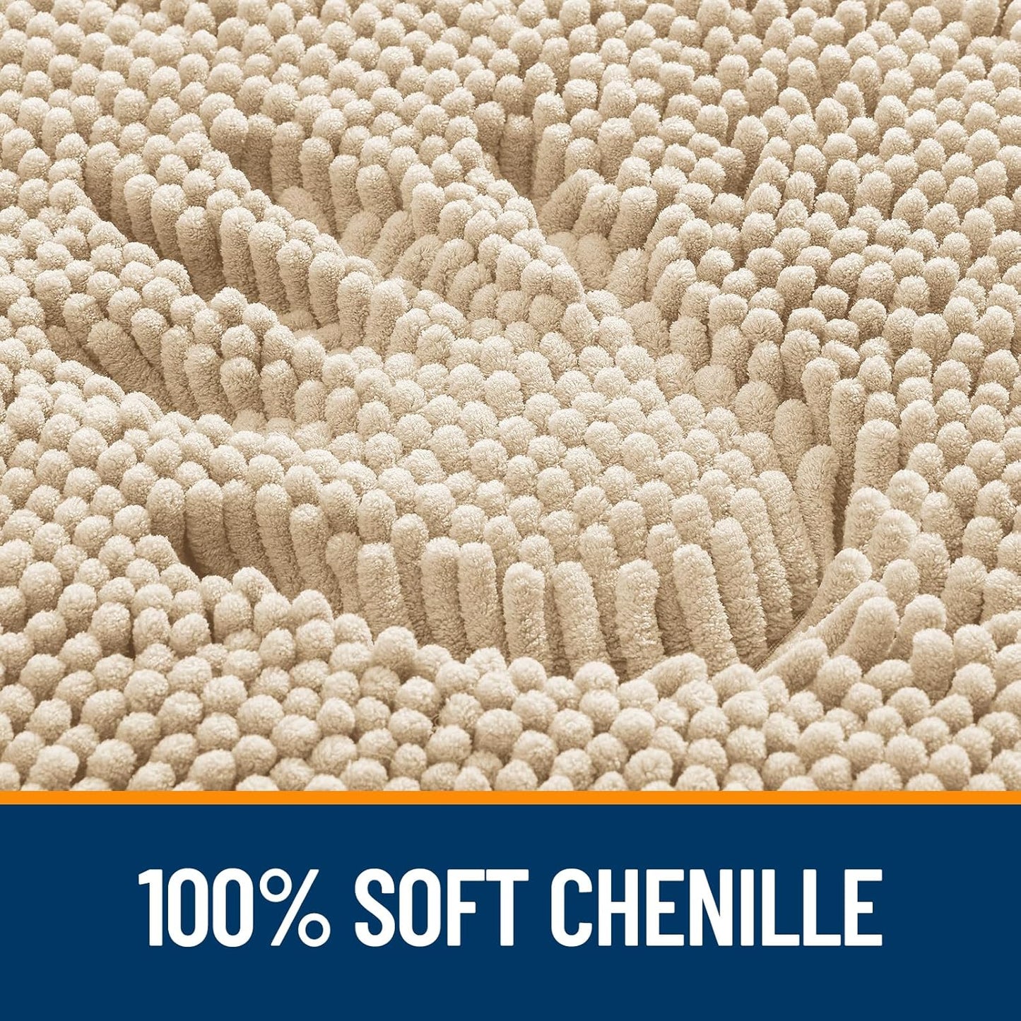 OLANLY Bath Rugs - Extra Soft Chenille | Quick-Dry, Machine Washable, 47x20, Beige