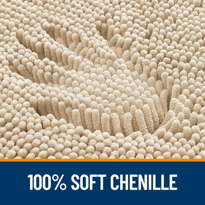 OLANLY Bath Rugs - Extra Soft Chenille | Quick-Dry, Machine Washable, 47x20, Beige
