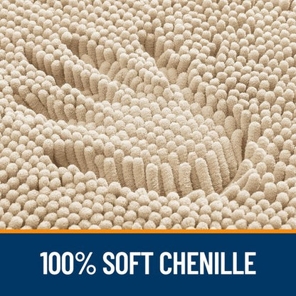 OLANLY Bathroom Rugs 70x24, Extra Soft Absorbent Chenille Bath Rugs, Rubber Backing Quick Dry, Machine Washable Bath Mats for Bathroom Floor, Tub and Shower, Home Decor Accessories, Beige