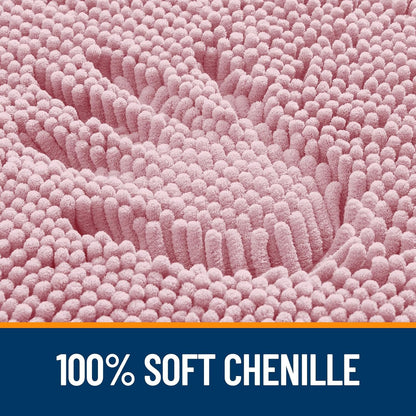 OLANLY Large Bath Rugs - Extra Soft Chenille with Quick-Dry Rubber Backing | 40x32 Dusty Rose