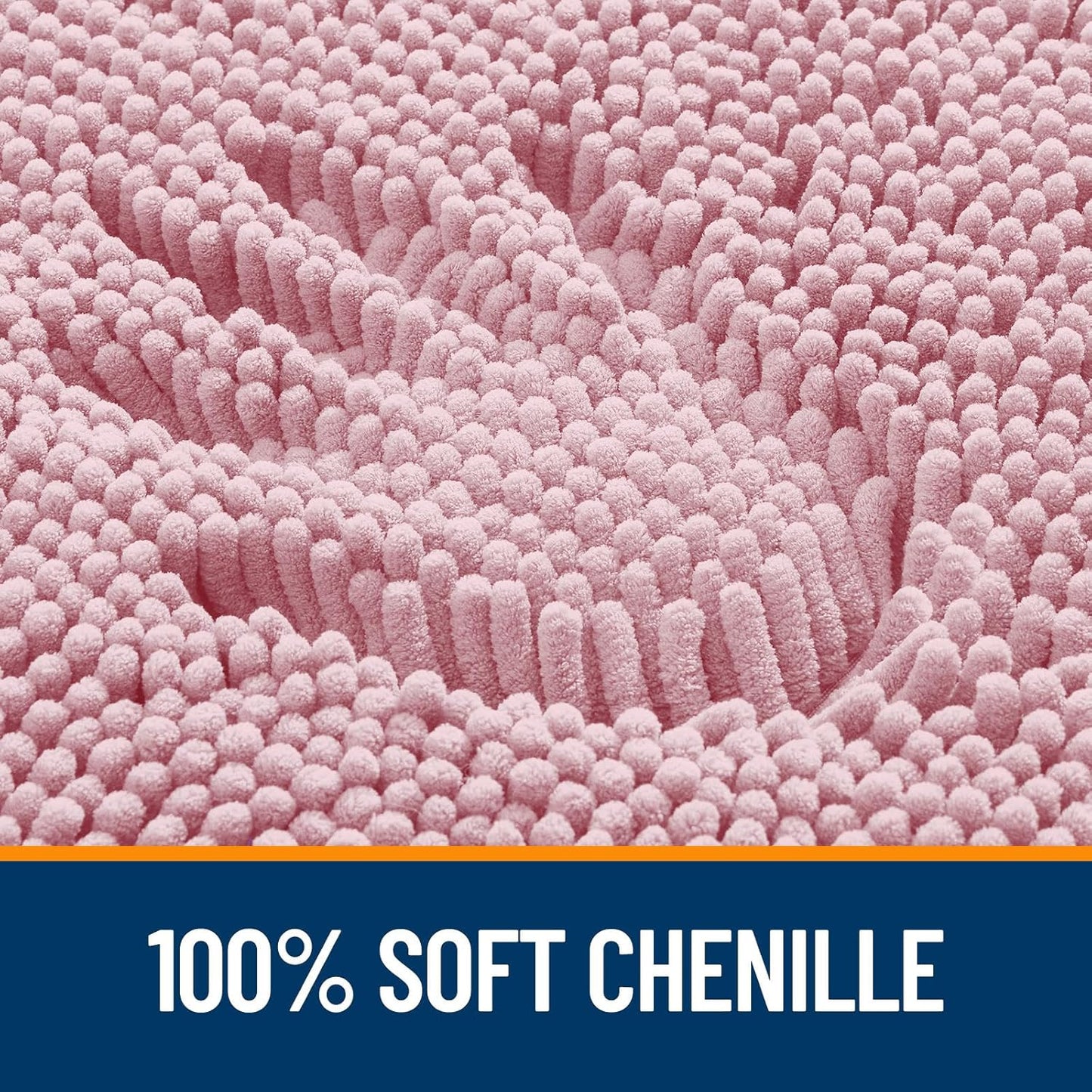 OLANLY Bathroom Runner Rugs - Soft Absorbent Chenille Bath Mats | Quick-Dry, Machine Washable, 47x24, Dusty Rose