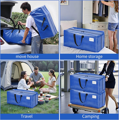 BAGAIL Heavy Duty Moving Bags - Extra Large Storage Totes with Strong Handles | 6 Pack, Blue