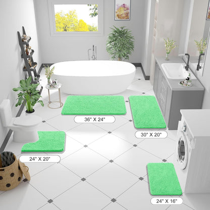 OLANLY Small Bathroom Rugs - Extra Soft Chenille Bath Mats | Quick Dry, Machine Washable, 24x16, Mint Green