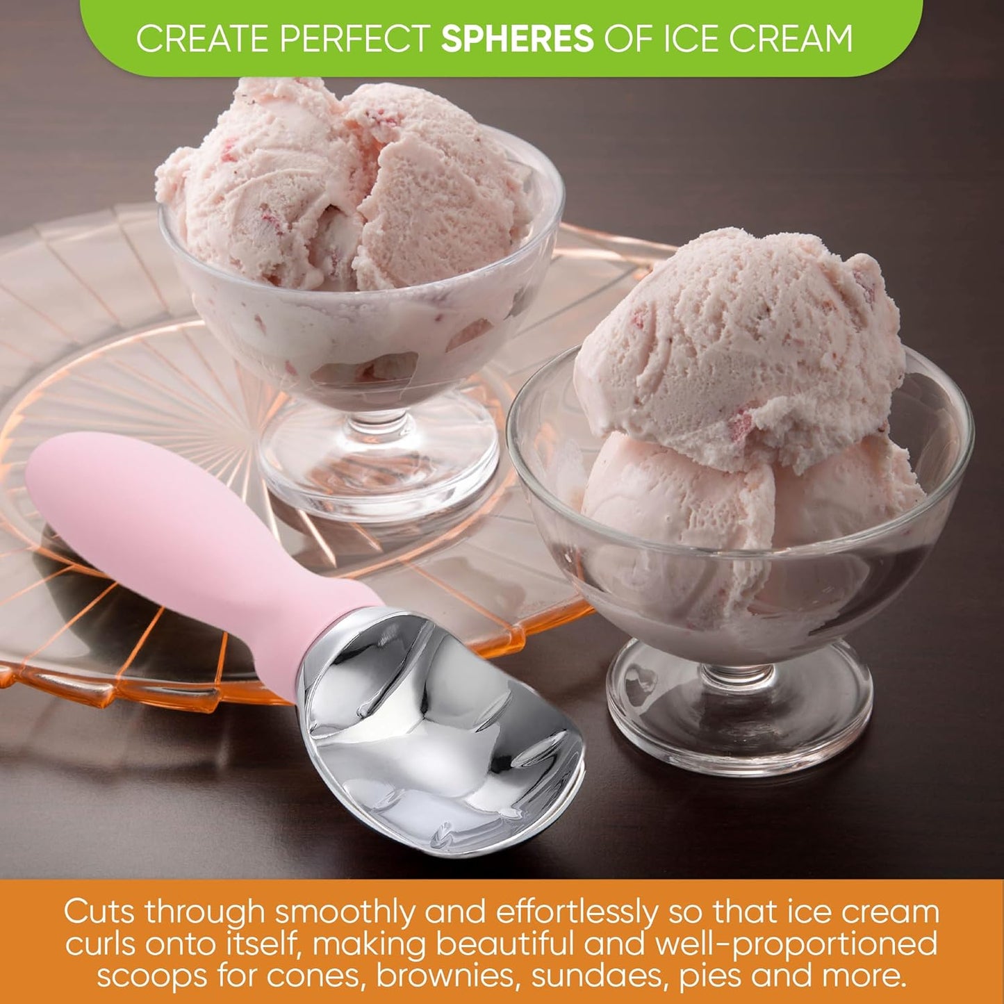 Spring Chef Ice Cream Scoop - Professional Heavy-Duty Scooper with Soft Grip Handle | Ideal for Gelato & Sorbet