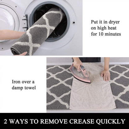 SHACOS Washable Runner Rug 20"x59" Dirt Trapping Non Slip Rubber Backing Rug Runner Floor Mats Carpet Runners for Entryway Hallway Kitchen Garage Laundry Room, Light Gray