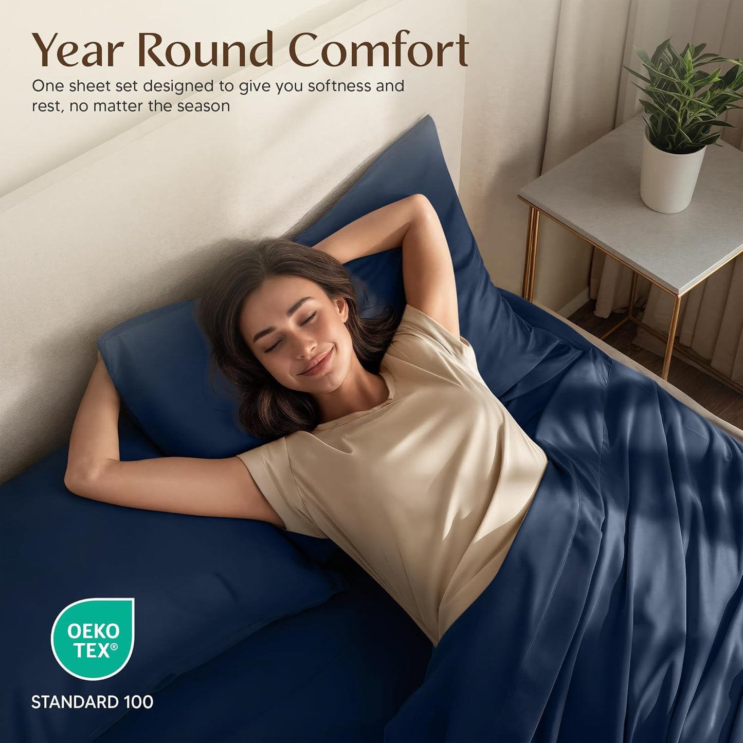 Utopia Bedding Queen Size Sheet Set - Soft & Breathable 4-Piece Microfiber in Navy | Oeko-Tex Certified