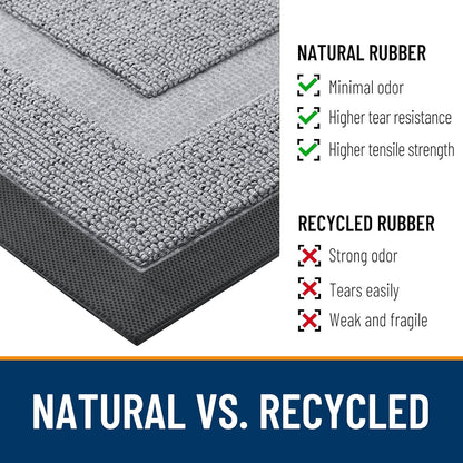 OLANLY Waterproof Front Door Mat - All-Season Natural Rubber Doormat | Easy Clean, Low Profile, 47x23, Silver Gray