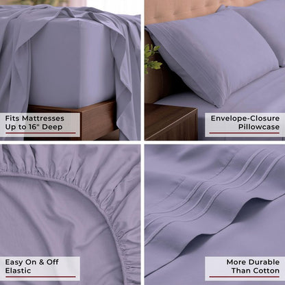Mellanni California King Sheets Set - 4 PC Iconic Collection Bedding - Hotel Luxury, Extra Soft, Cooling Bed Sheets - Wrinkle, Fade, Stain Resistant (Cal King, Violet)