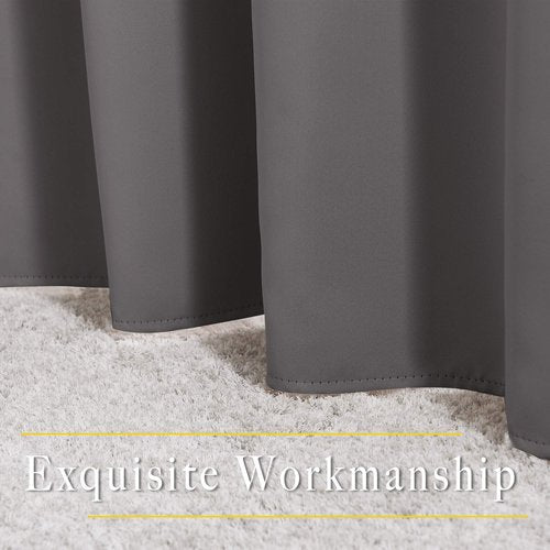 NICETOWN Blackout Cafe Curtains 50 inches Long - Triple Weave Grommet Top Thermal Insulated Light Blocking Panels for Bathroom/Kitchen, Grey, W34 x L50, Set of 2