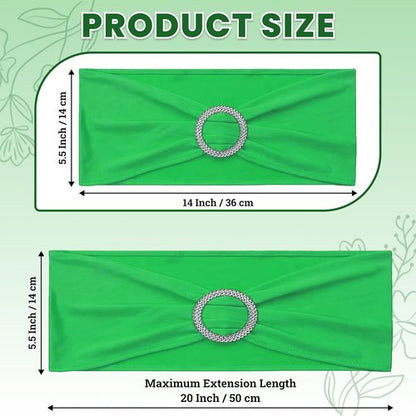 MDS Spandex Chair Sashes - Universal Fit Elastic Bands with Buckle for Weddings & Events | Light Green, Pack of 100