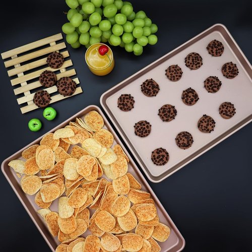 3-Pack Nonstick Carbon Steel Baking Sheet Set - Heavy Duty 0.8mm Cookie Sheets | Large 17.8"x12" & Medium 15.7"x10.8" for Oven & Roasting