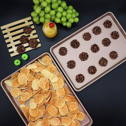 3-Pack Nonstick Carbon Steel Baking Sheet Set - Heavy Duty 0.8mm Cookie Sheets | Large 17.8"x12" & Medium 15.7"x10.8" for Oven & Roasting