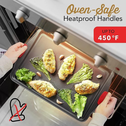 Eatex Nonstick Bakeware Set - 39-Piece Baking Set with Muffin Pan, Cake Pan & Cookie Sheets - Red Kitchen Utensils Included