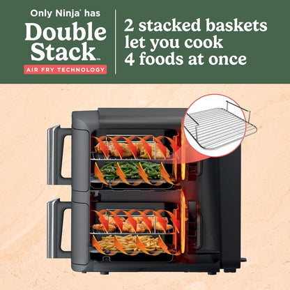 Ninja DoubleStack XL Air Fryer - 10 QT Smart Cook System with DoubleStack Technology | 6-in-1 Grey