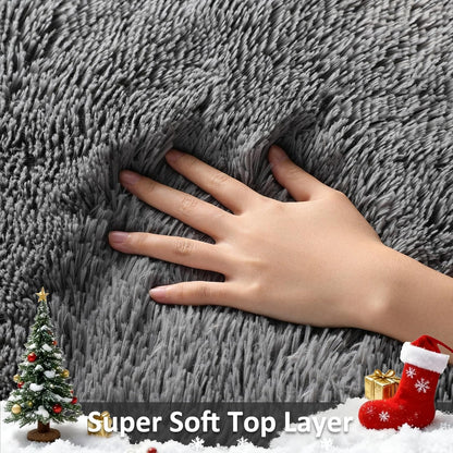 Ophanie Area Rugs - Soft Non-Slip Fluffy Shag Carpet for Living Room & Nursery - Large Grey 7x10 Size