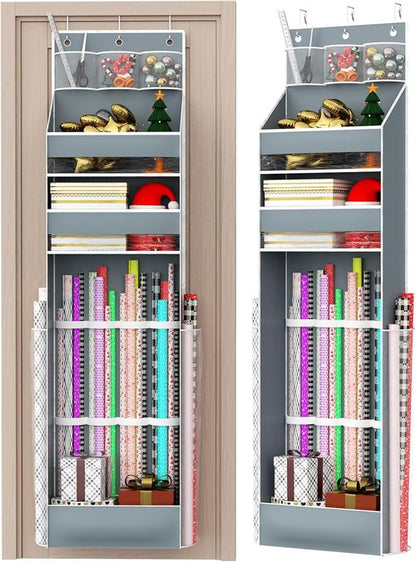 Gift Wrapping Paper Storage by [Brand Name] - Christmas Wrapper Bag Organizer for Closet | Grey