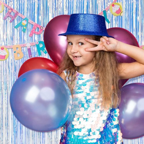 Iridescent Party Backdrop by [Brand Name] - 2 Pack Tinsel Curtain Decorations for Birthdays & Events