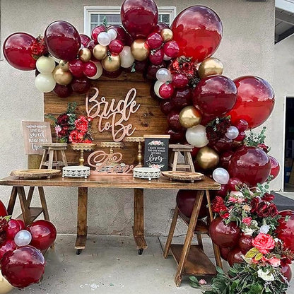 PartyWoo Burgundy Balloons - 100 Pcs in Various Sizes for Stunning Balloon Arch Decor | Dark Chestnut Red